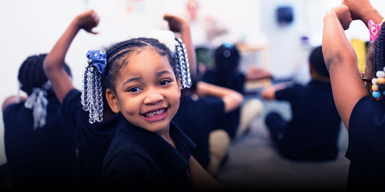 Smiling student in the classroom